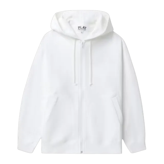 Comme des Garçons Play Play Zip Hooded Sweatshirt White — Authentic Hoodies & Sweats at CLZTURE