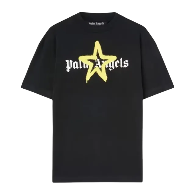 Palm Angels Star Sprayed Logo Black — Authentic T-Shirts at CLZTURE
