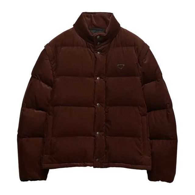 Prada Puffer Jacket Velours Côtelé De Poids Moyen Red — Authentic Prada in stock at CLZTURE