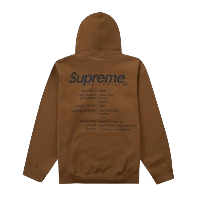 Supreme Worldwide Hooded Brown — Authentic Hoodies & Sweats at CLZTURE