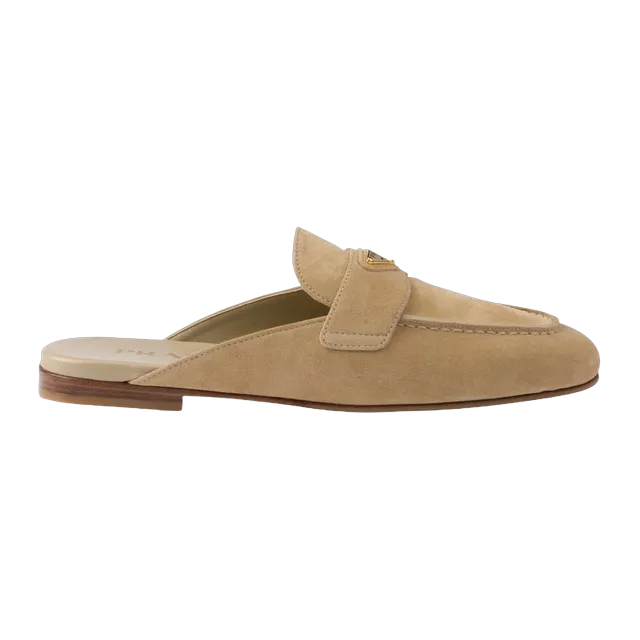 Prada Suede Slippers Neutral — Authentic Prada in stock at CLZTURE
