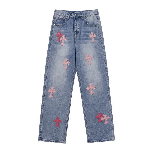 Chrome Hearts Cross Patch Jeans Pink — Authentic Chrome Hearts in stock at CLZTURE