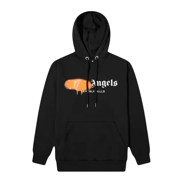 Palm Angels Beverly Hills Sprayed Logo Hoodie Black — Authentic Palm Angels in stock at CLZTURE