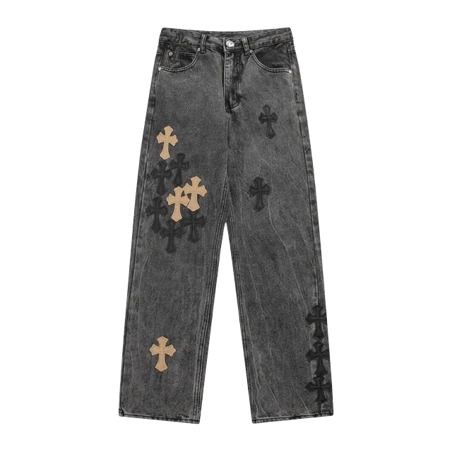 Chrome Hearts Cross Patch Jeans Grey Brown — Authentic Chrome Hearts in stock at CLZTURE