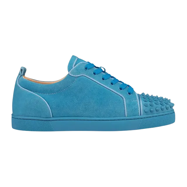 Christian Louboutin Louis Junior Spikes Orlato Flat Blue — Authentic Shoes & Footwear at CLZTURE