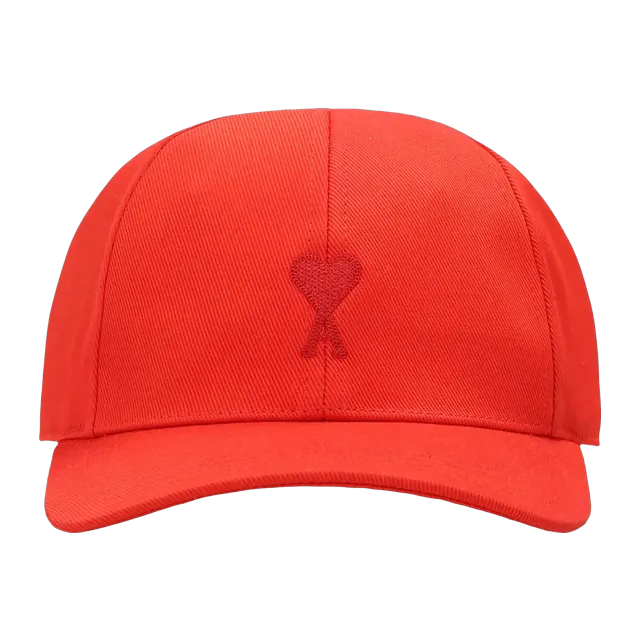 AMI Paris Embroidered Baseball Cap Red — Authentic Accessories at CLZTURE