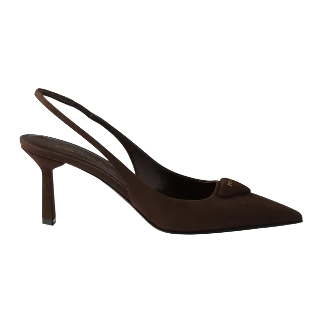 Prada Suede Slingback Pumps 75Mm Brown — Authentic Shoes & Footwear at CLZTURE