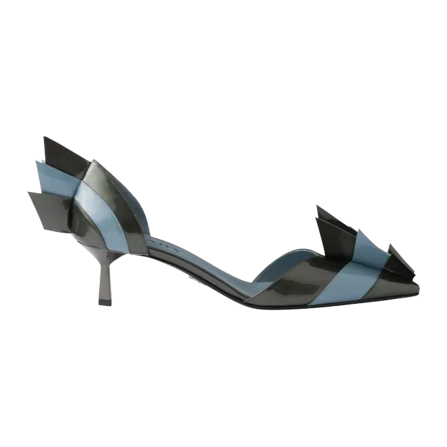 Prada Two-Tone Patent Leather D’Orsay Pumps 85Mm Blue — Authentic Shoes & Footwear at CLZTURE