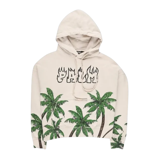 Palm Angels Palms And Skull Vintage Hoodie White — Authentic Hoodies & Sweats at CLZTURE