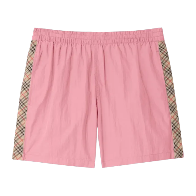 Burberry Shorts De Bain With Check Pink — Authentic Swimwear at CLZTURE