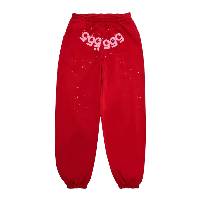 Sp5der Number 555 Sweatpants Red — Authentic Pants & Trousers at CLZTURE