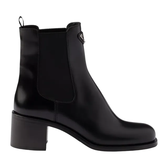 Prada Brushed Leather Booties Black — Authentic Prada in stock at CLZTURE