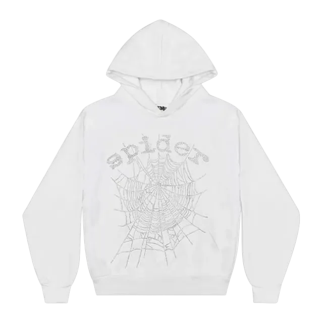 Sp5der Og Rhinestone Hoodie White — Authentic Hoodies & Sweats at CLZTURE