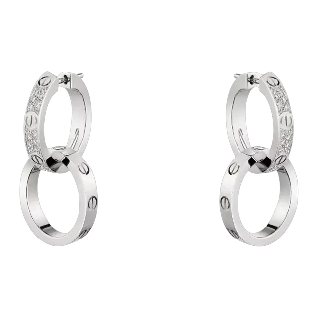 Cartier Earrings Love Multiportés Semi-Pavées Silver — Authentic Jewelry at CLZTURE
