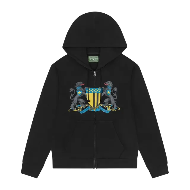 Denim Tears Panther Crest Zip Up Hoodie Black — Authentic Hoodies & Sweats at CLZTURE