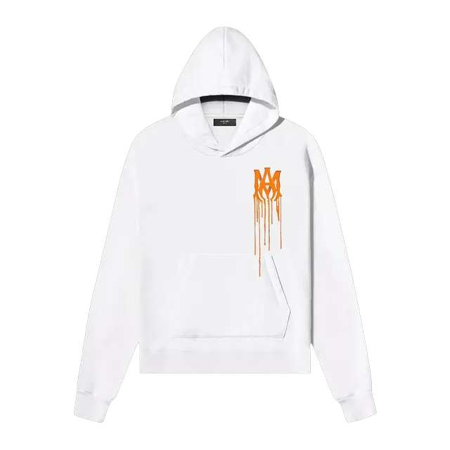 Amiri Spray Paint Hoodie White/Orange — Authentic Hoodies & Sweats at CLZTURE