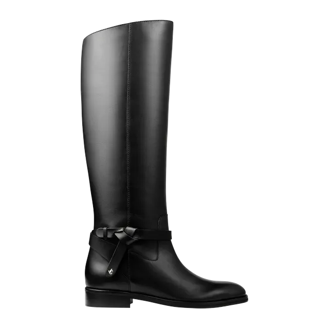 Jimmy Choo Lawton Knee Boot Flat Black — Authentic Boots at CLZTURE
