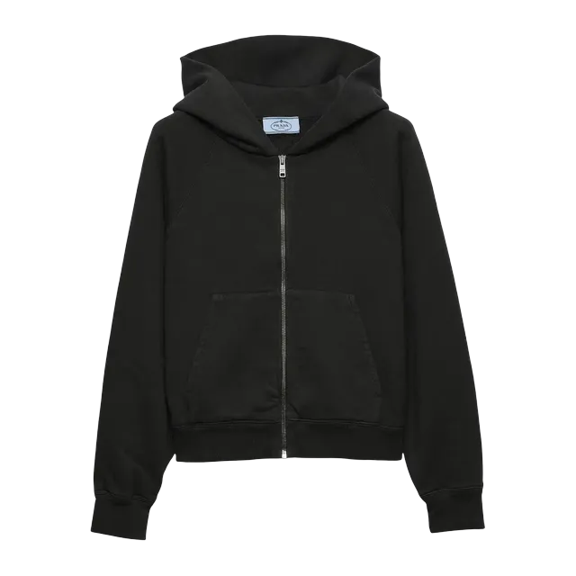 Prada Hoodie Zippé Cotton Black — Authentic Prada in stock at CLZTURE