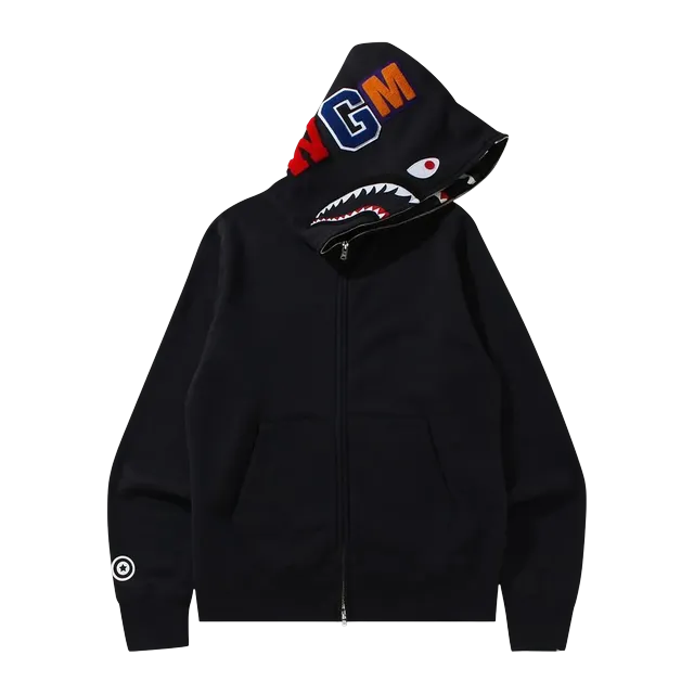 BAPE Double Side Shark Full Zip Hoodie Black — Authentic Bape in stock at CLZTURE