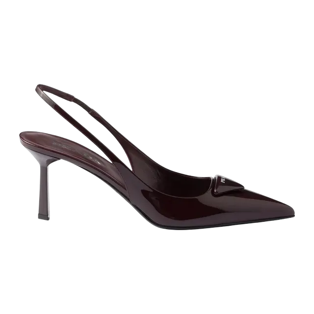 Prada Patent Leather Slingback Pumps 75Mm Brown — Authentic Shoes & Footwear at CLZTURE