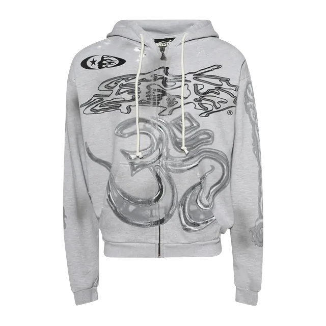 Hellstar Yoga Zip-Up Hoodie Grey — Authentic Hoodies & Sweats at CLZTURE