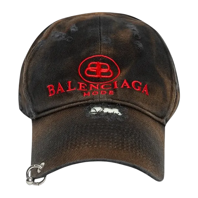 Balenciaga Destroyed Bb Mode Cap Black/Red — Authentic Balenciaga in stock at CLZTURE