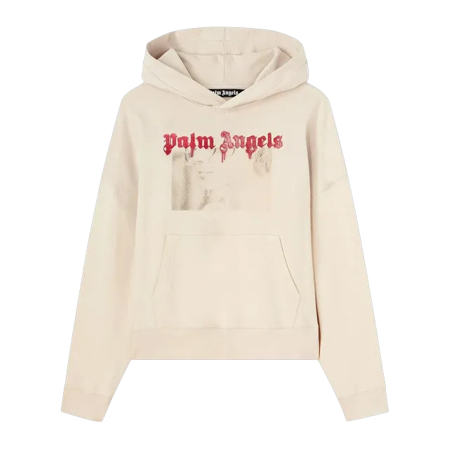 Palm Angels Portrait Pencil Hoodie Light Beige — Authentic Palm Angels in stock at CLZTURE