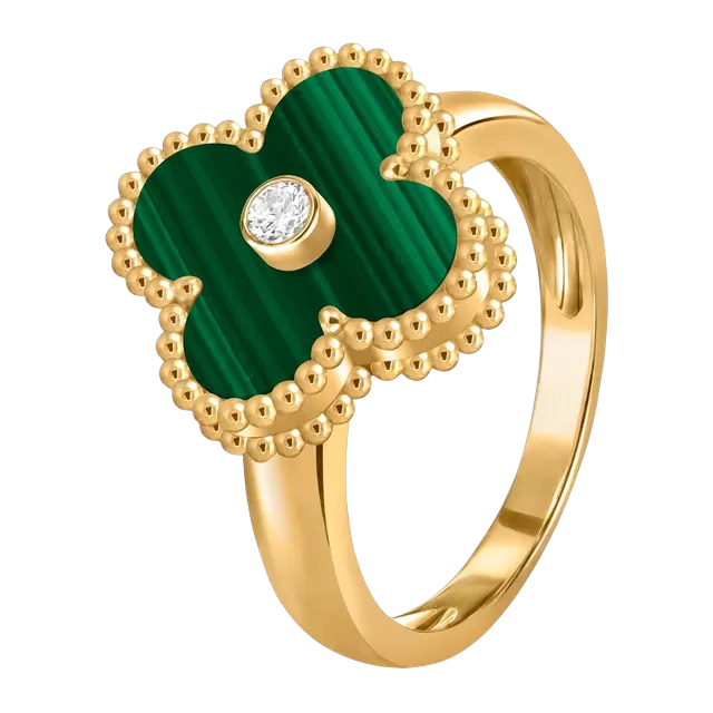 Van Cleef & Arpels Vintage Alhambra Diamant Malachite Silver — Authentic Rings at CLZTURE