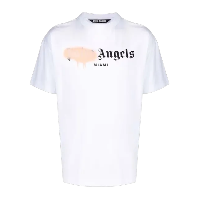 Palm Angels Miami Sprayed Logo White — Authentic T-Shirts at CLZTURE