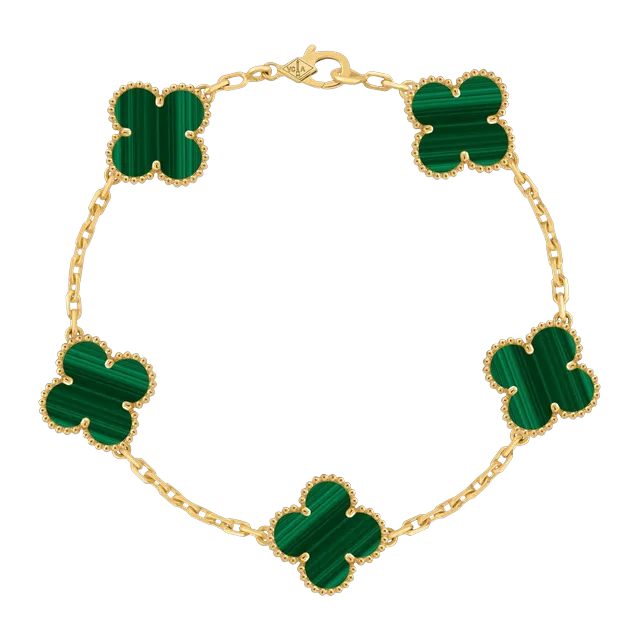 Van Cleef & Arpels Vintage Alhambra 5 Motifs Malachite Gold — Authentic Jewelry at CLZTURE