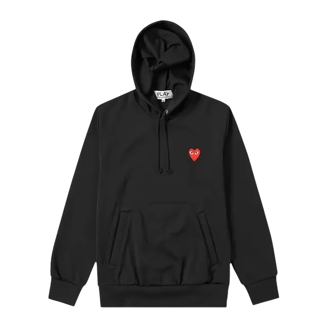 Comme des Garçons Play Logo Patch Hooded Sweatshirt Black — Authentic Hoodies & Sweats at CLZTURE