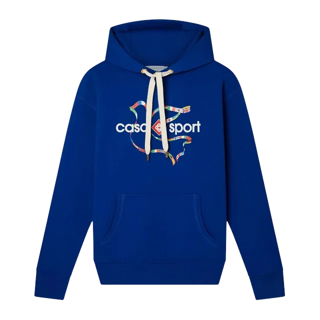 Casablanca Drapeau De Collombes Printed Hoodie Blue — Authentic Casablanca in stock at CLZTURE