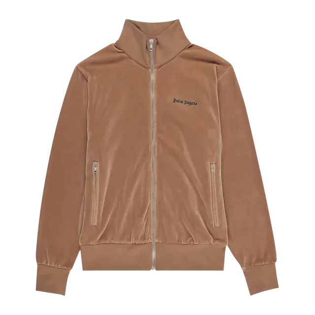 Palm Angels Velvet Track Jacket Beige/Black — Authentic Jackets & Outerwear at CLZTURE