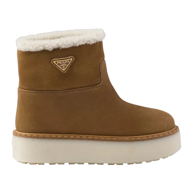 Prada Suede Booties Brown — Authentic Boots at CLZTURE