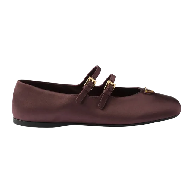 Prada Satin Ballerinas Brown — Authentic Loafers & Flats at CLZTURE