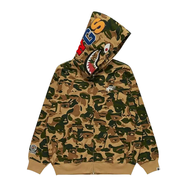 BAPE x Kidsuper Camo Shark Full Zip Hoodie Green — Authentic Hoodies & Sweats at CLZTURE