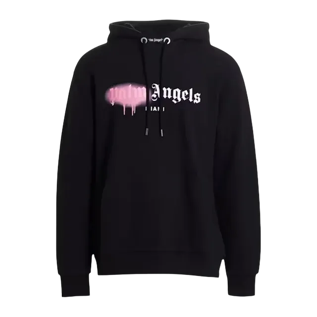 Palm Angels Miami Sprayed Logo Hoodie Black — Authentic Palm Angels in stock at CLZTURE