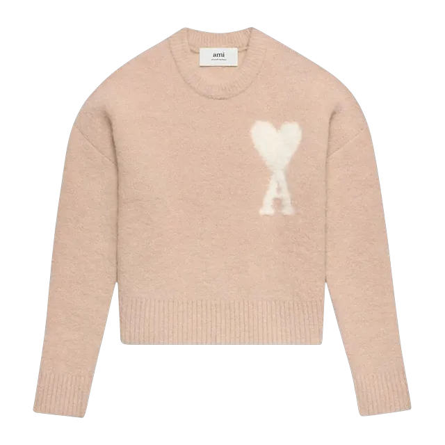 AMI Paris Big Logo Sweater Pink Ivory — Authentic AMI in stock at CLZTURE