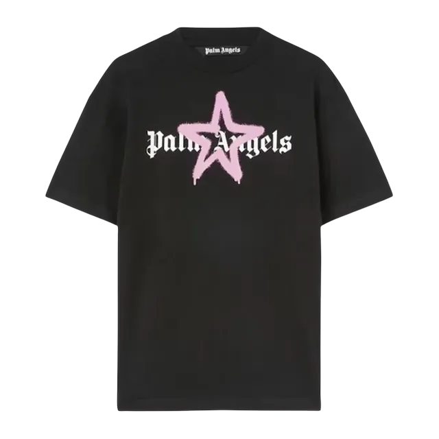 Palm Angels Star Sprayed Logo Black — Authentic T-Shirts at CLZTURE