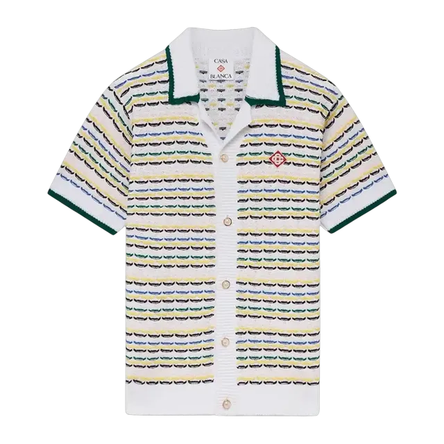 Casablanca Shirt à Manches Courtes Point De Tricot Multi-Color — Authentic Shirts at CLZTURE