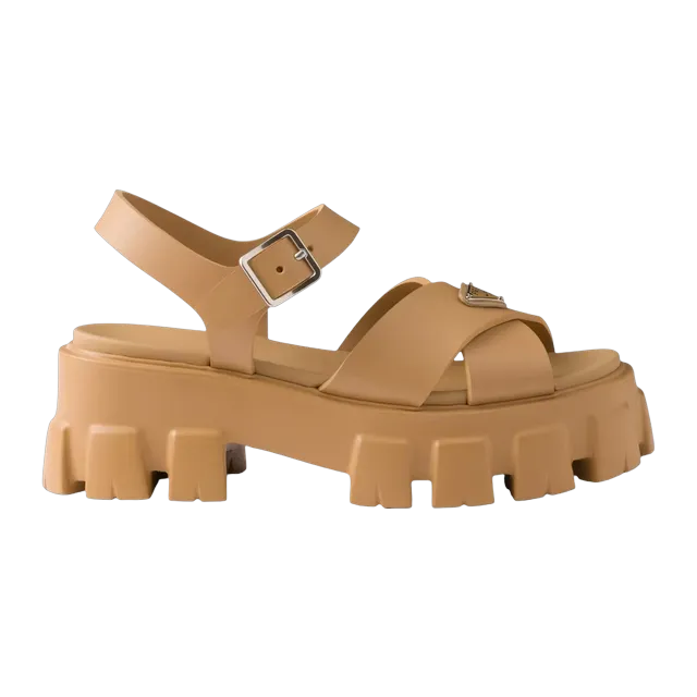 Prada Monolith Rubber Sandals Brown — Authentic Shoes & Footwear at CLZTURE