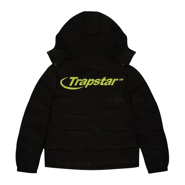 Trapstar Hyperdrive Detachable Hooded Puffer Black Lime — Authentic Trapstar in stock at CLZTURE