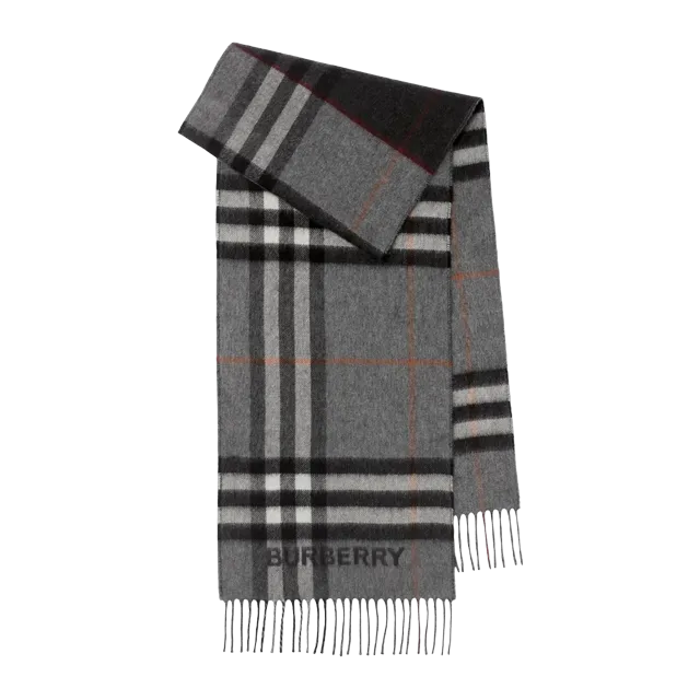 Burberry Scarf Cachemire Check Contrastant Grey — Authentic Burberry in stock at CLZTURE