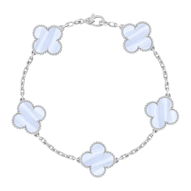 Van Cleef & Arpels Vintage Alhambra 5 Motifs Calcédoine Silver — Authentic Jewelry at CLZTURE
