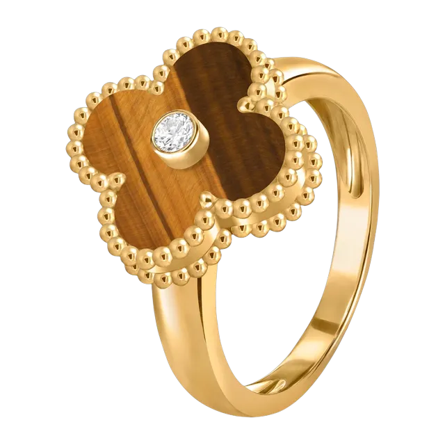 Van Cleef & Arpels Vintage Alhambra Œil De Tigre Gold — Authentic Rings at CLZTURE