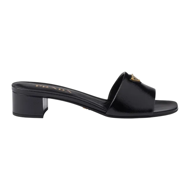 Prada Saffiano Patent Leather Sandals Black — Authentic Shoes & Footwear at CLZTURE