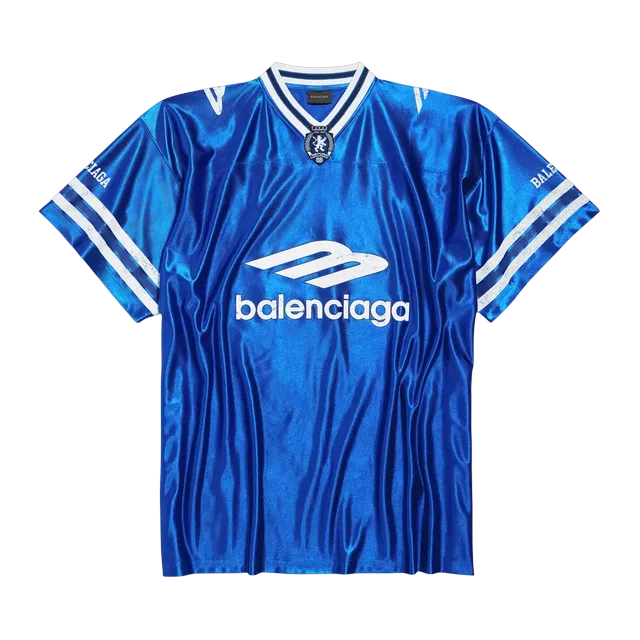 Balenciaga T-Shirt V-Neck 3B Football Blue — Authentic T-Shirts at CLZTURE