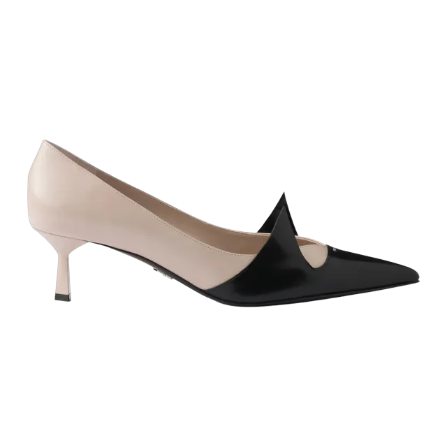 Prada Two-Tone Brushed Leather Pumps 55Mm White — Authentic Shoes & Footwear at CLZTURE