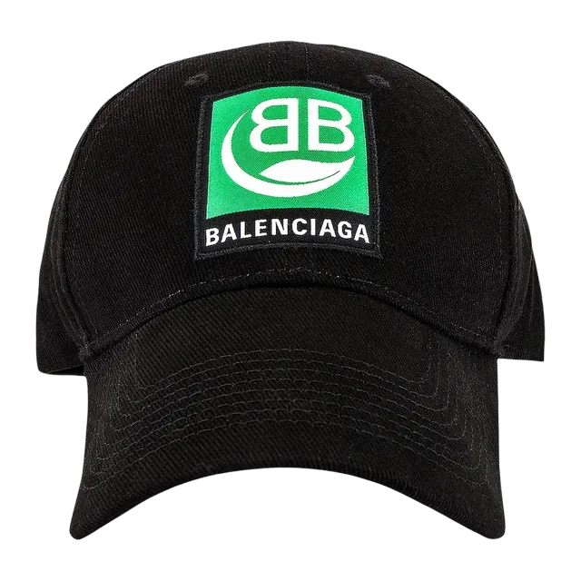 Balenciaga Logo Embroidered Bio Cap Black/Green — Authentic Accessories at CLZTURE