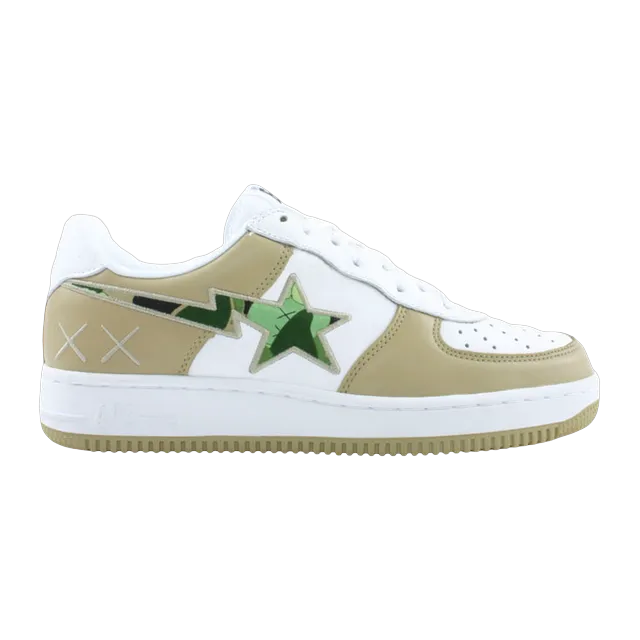 BAPE Kaws x Bapesta Fs-001 Low Beige White Camo Green — Authentic Shoes & Footwear at CLZTURE